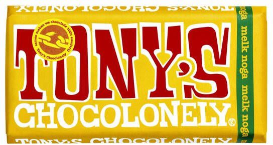 Tony's Chocolonely Chocolade reep 180gr melk noga