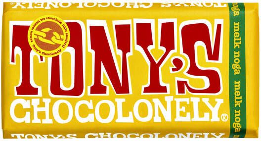 Tony's Chocolonely Chocolade reep 180gr melk noga