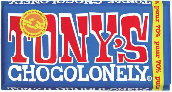 Tony's Chocolonely Chocolade puur 70% 180 gram 1 stuk