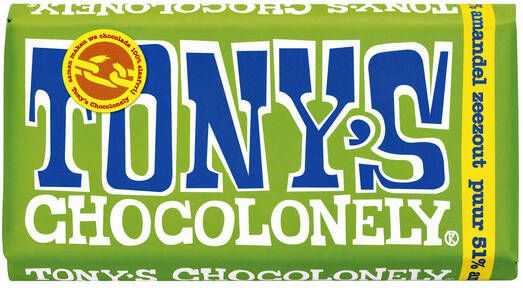 Tony's Chocolonely Chocolade reep 180gr puur amandel zeezout