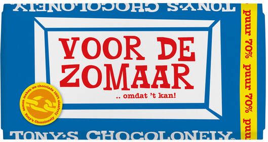 Goedkope Tony's Chocolonely Bestellen Chocolade Tony's Chocolonely reep 180gr puur"Zomaar"