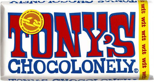 Tony's Chocolonely Chocolade reep 180gr wit