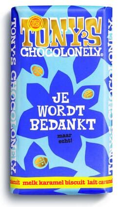 Tony's Chocolonely Chocolade Tonys Chocolonely je wordt bedankt! melk amandel kletskop 180 gram 1 stuk - Foto 2