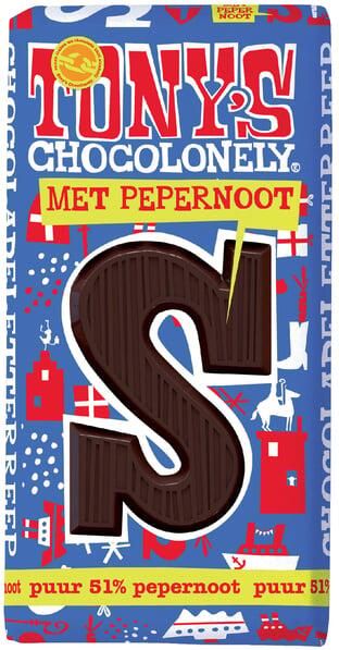 Tony's Chocolonely Chocolade Tony's Letterreep puur pepernoot S 180 Gram - Foto 2