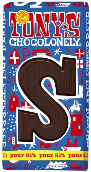 Tony's Chocolonely Chocoladeletter puur S 180gr
