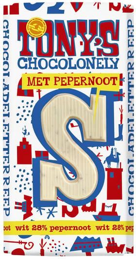 Tony's Chocolonely Chocoladeletter wit pepernoot S 180gr - Foto 2
