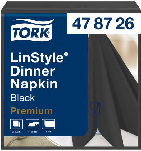 Tork Dinnerservetten LinStyle 1 4-vouw 1-laags 50st zwart 478726