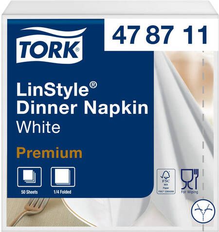 Tork Dinnerservetten Premium LinStyle 1-laags 50st wit 478711