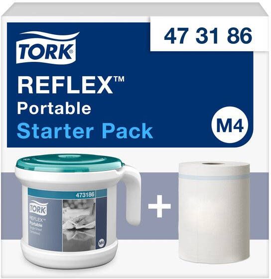 Tork Reinigingsdoekdispenser M4 Reflex Performance dispenserdoos startpakket wit 473186