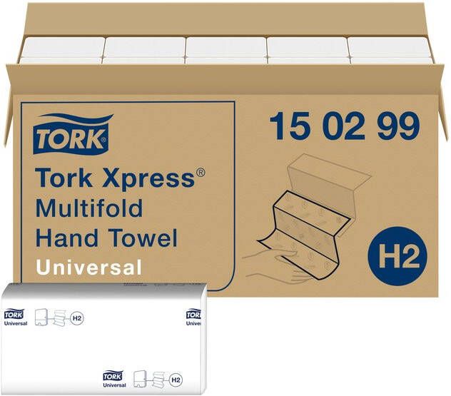 Tork Handdoek H2 Xpress Universal multifold 2-laags 213x234mm 20x237 vel wit 150299