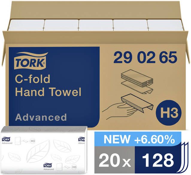 Tork Advanced papieren handdoeken 2-laags 128 vellen systeem H3 wit pak van 20 - Foto 2