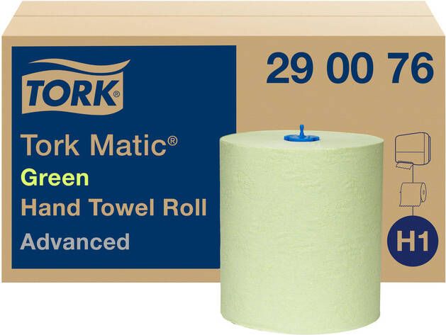 Tork Matic Advanced handdoek 2-laags systeem H1 groen pak van 6 rollen