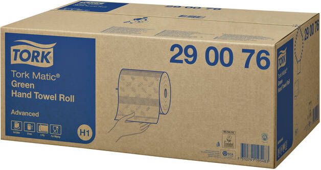 Tork Matic Advanced handdoek 2-laags systeem H1 groen pak van 6 rollen