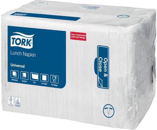 Tork Lunchservet 1-laags 33x33 500st wit 509300