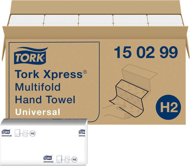 Tork Papieren handdoek Xpress Basis H2 multifold universal 2-laags wit 150299