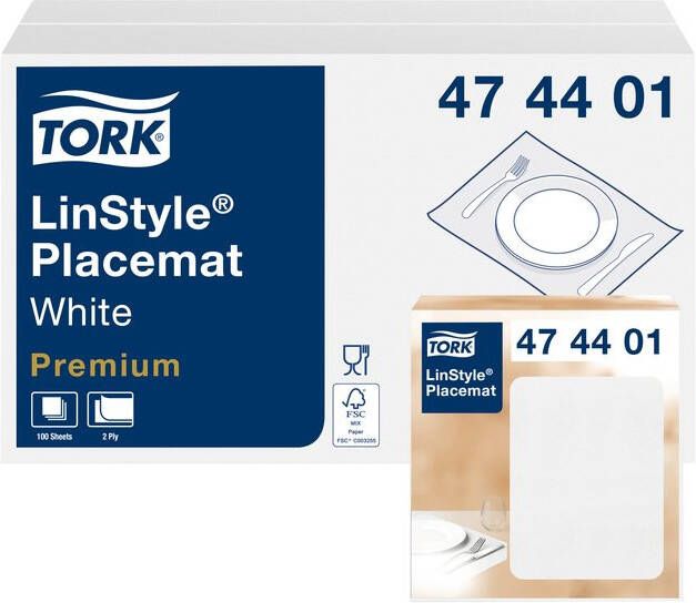 Tork Placemats LinStyleÂ 39x30cm 100st wit 474401