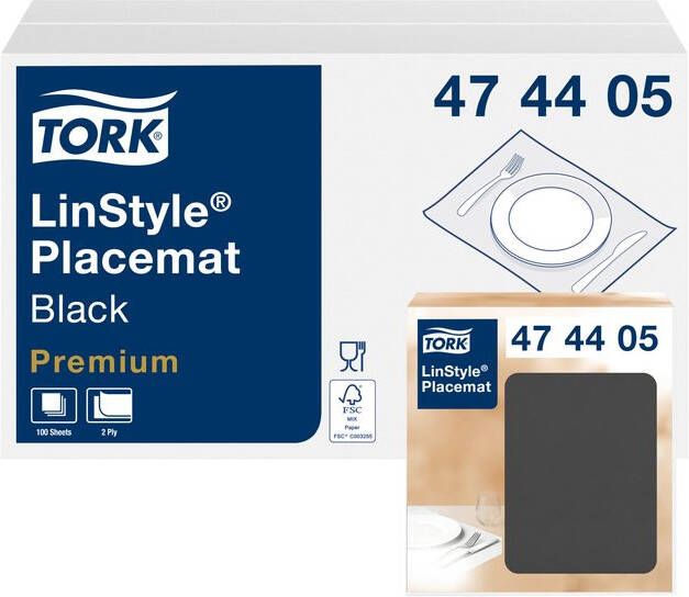 Tork Placemats LinStyleÂ 39x30cm 100st zwart 474405