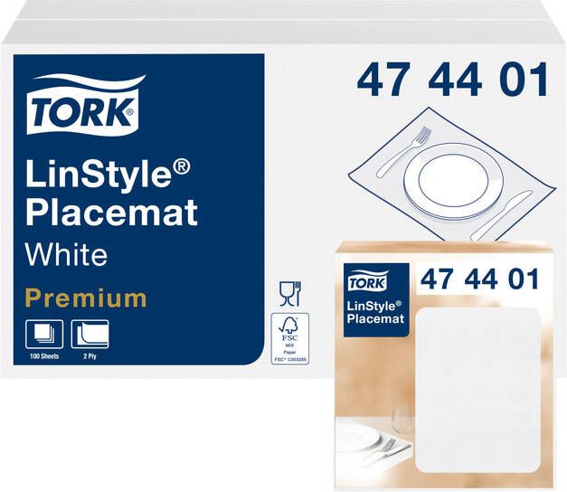 Tork Placemat Linstyle Premium 2-laags 390x300mm 100 vel wit 474401