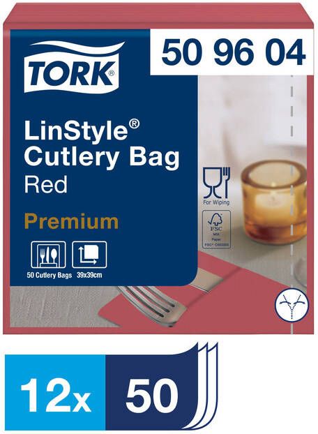 Tork Pochette LinStyle 1-laags 50st duurzaam rood 509604