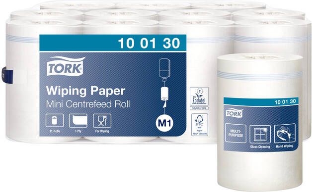 Tork Poetspapier Wiping mini rol M1 1 laags centerfeed wit 100130