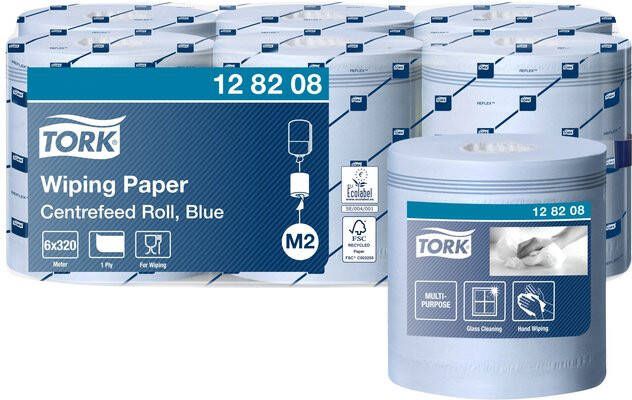 Tork Poetspapier M2 centerfeed 1-laags 320m blauw 128208