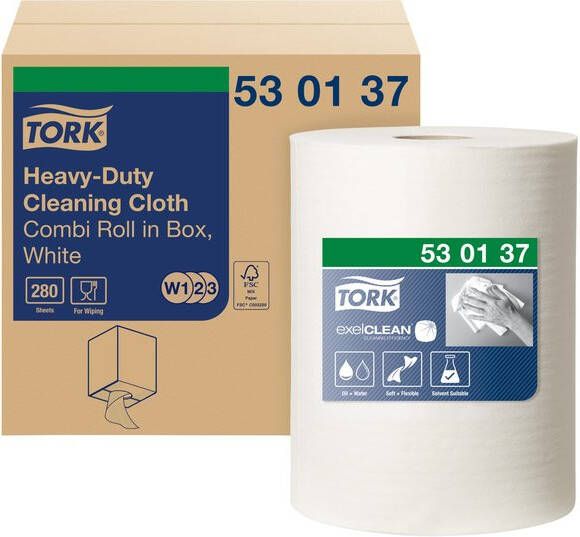 Tork Reiningsdoek Heavy-duty combi rol W1 2 3 nonwoven 280 vel wit 530137