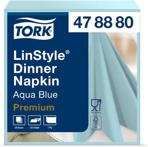 Tork Dinnerservetten LinStyleÂ 1 4-vouw 1-laags 50st aquablauw 478880