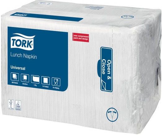 Tork Servetten 509300 Lunch 1laags 33x33cm wit 500st.