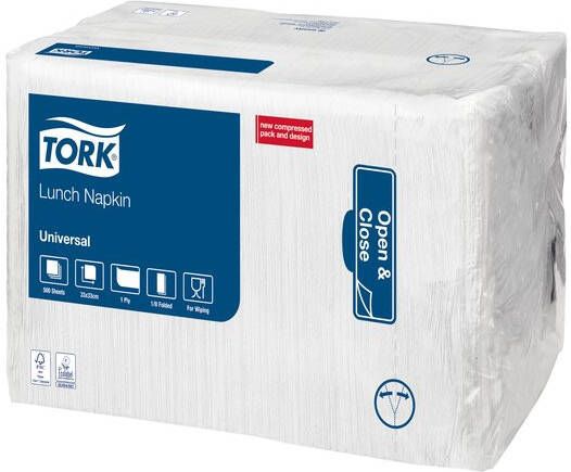 Tork Lunchservet Universal 1 8 vouw 1-laags 325x325mm 500 vel wit 509308