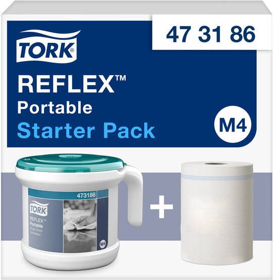 Tork Startpakket Reflex™ M4 draagbare dispenser wit turquoise 473186