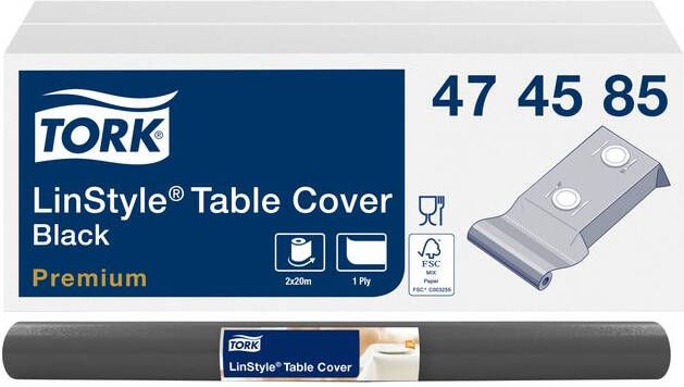 Tork Tafellaken LinStyleÃ‚Â 1 laags duurzaam 20mtr x 120cm zwart 474585 - Foto 2
