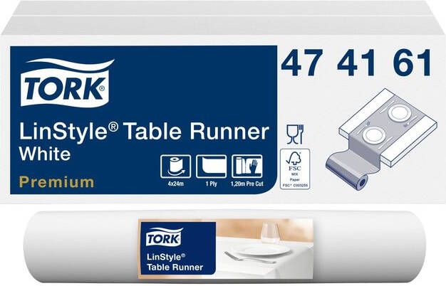 Tork Tafelloper LinStyle duurzaam 1laags 120x40cm wit 474161 - Foto 2