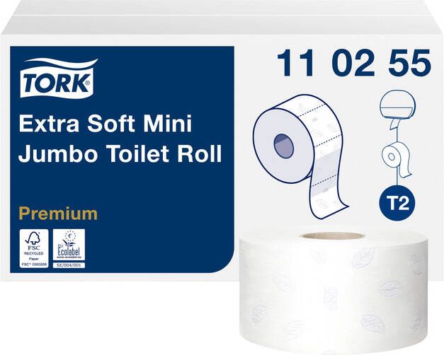 Tork Toiletpapier Mini jumbo T2 premium 3-laags 12x120mtr wit 110255