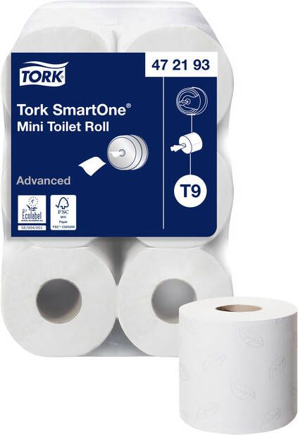 Tork Toiletpapier SmartOne Mini T9 advanced 2-laags 620 vel wit 472193