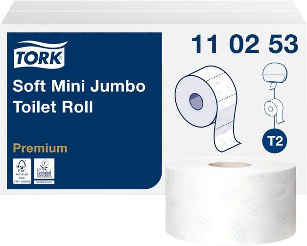 Tork Toiletpapier Mini Jumbo T2 premium 2-laags 170mtr wit 110253