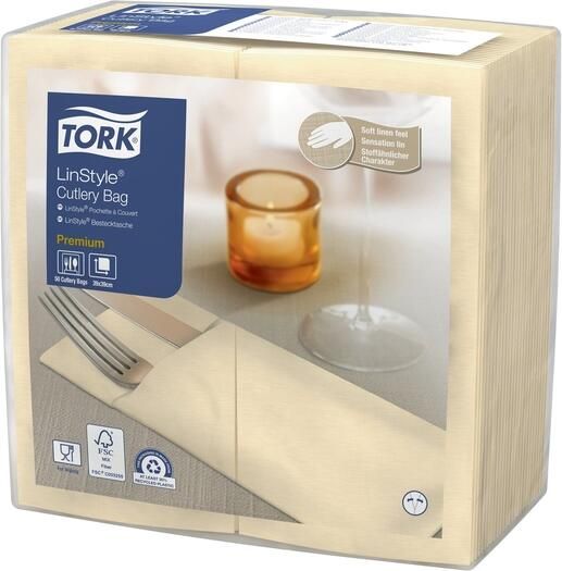 Tork Servetten 509601 LinStyle Pochette 19.5x9.8cm creme 50stuks