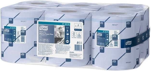 Tork Poetspapier M4 Reflex Plus Advanced 2-laags 450 vel blauw 473391