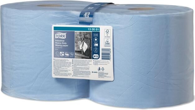 Tork Industrial Heavy Duty poetspapier rol 3-laags systeem W1 W2 blauw pak van 2 rollen - Foto 2