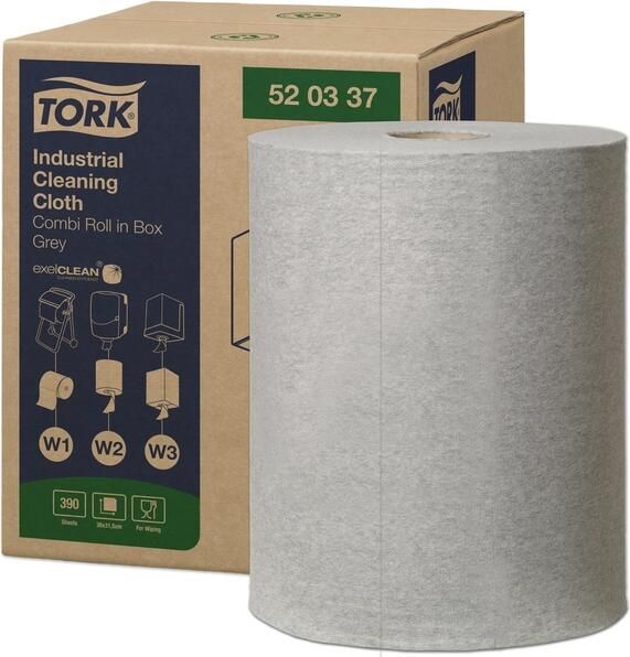 Tork Reinigingsdoek W1-W2-W3 Premium Industrial 1-laags 390 vel grijs 520337