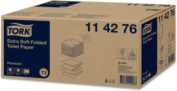 Tork Toiletpapier T3 gevouwen Premium Extra Soft 2-laags 30x252vel 114276