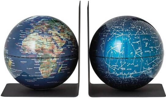 Troika Boekensteun met magnetische globes 13cm set Ã  2 stuks assorti