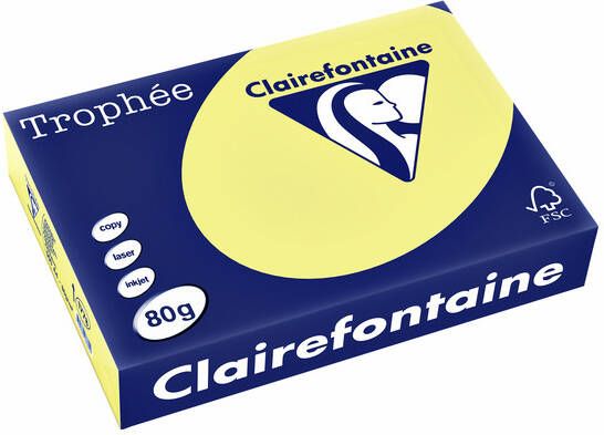 Clairefontaine Trophée gekleurd papier A4 80 g 500 vel citroengeel