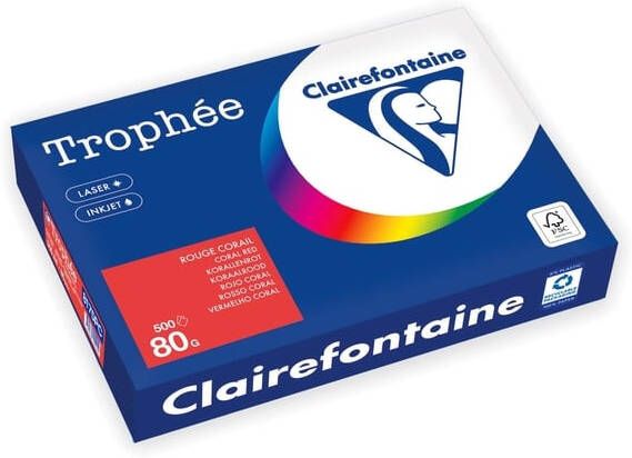 Trophee Kopieerpapier Trophée A4 80gr koraalrood 500 vel