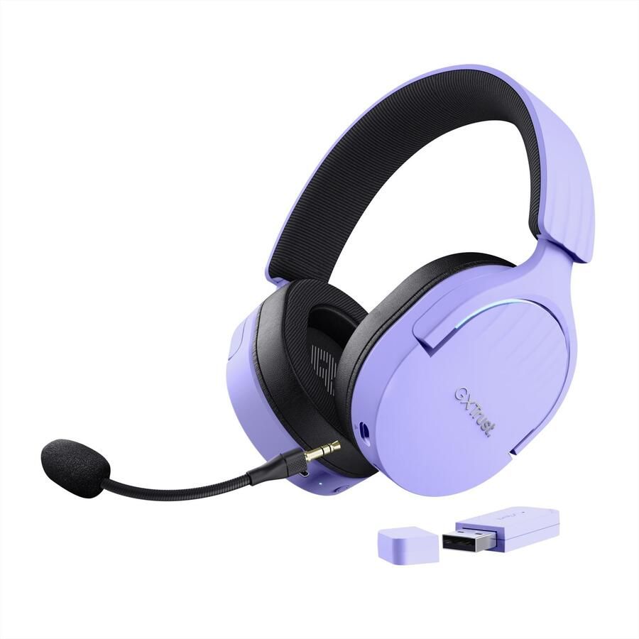 Trust GXT 491P FAYZO Headset Bedraad en draadloos Hoofdband Gamen USB Type-A Bluetooth Zwart Paars