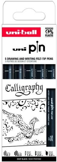 Uni-ball Fineliner Pin Calligraphie set Ã  5 stuks assorti