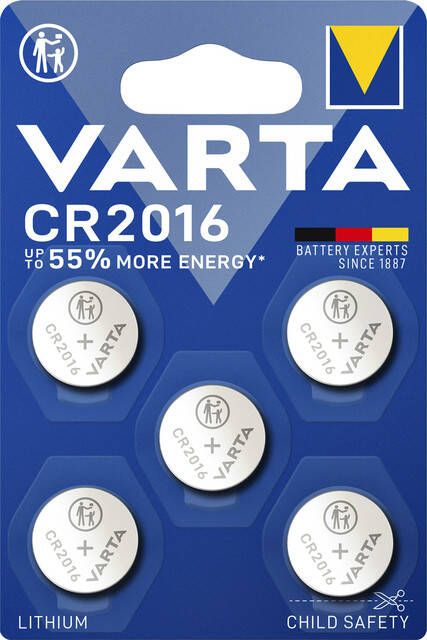 Varta Batterij knoopcel CR2016 lithium blisterÃƒÆ 5stuk