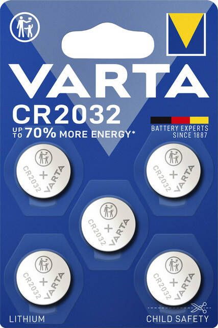 Varta Batterij knoopcel CR2032 lithium blisterÃƒÆ 5stuk