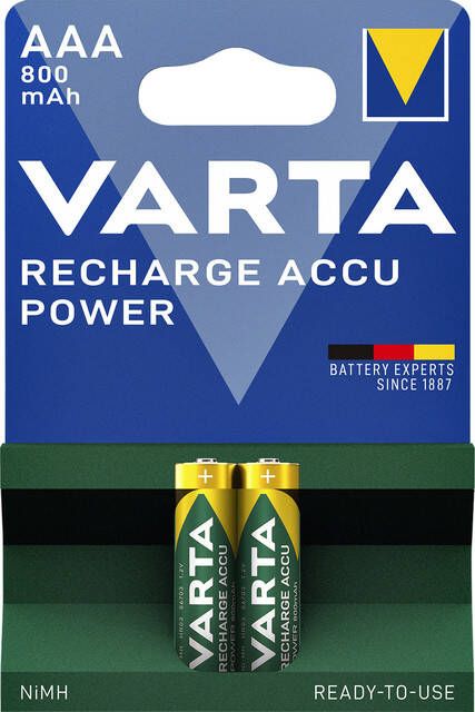Varta Batterij oplaadbaar 2xAAA 800mAh ready2use
