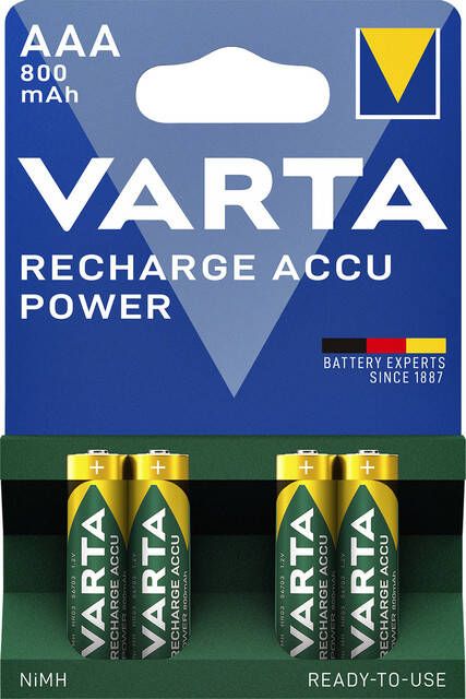 VARTA oplaadbare batterij Accu Power AAA blister van 4 stuks
