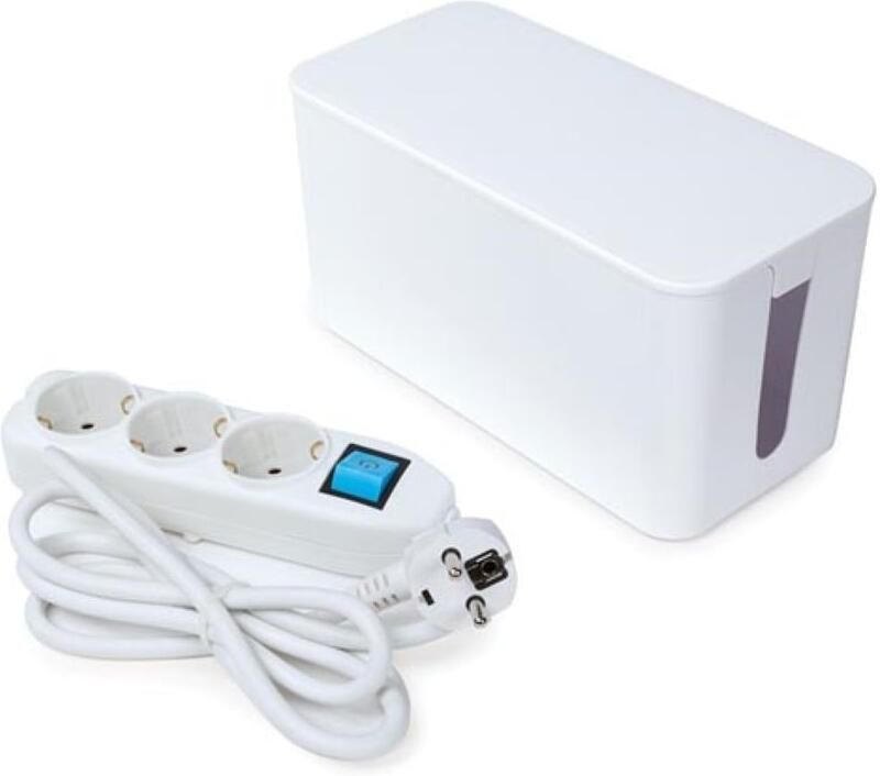 Velleman 3-VOUDIGE STEKKERDOOS MET KABELBOX 1.5 m KABEL WIT RANDAARDE